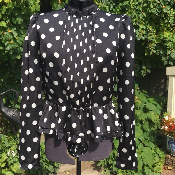 Vintage Bianca Nygard Polka Dot Peplum Blouse